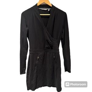 Athleta Ponte Celebration Midi Dress Black Long Sleeve‎ Size Small